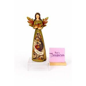 BE THANKFUL Fall Autumn Harvest Leaf Wings Resin Thanksgiving 10" Angel Figurine